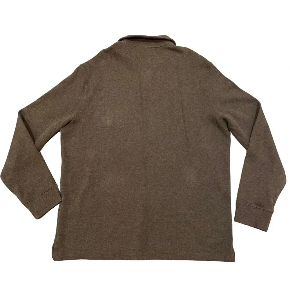 Polo Ralph Lauren Men's  1/4 Zip Pullover Cotton Sweater Brown Large